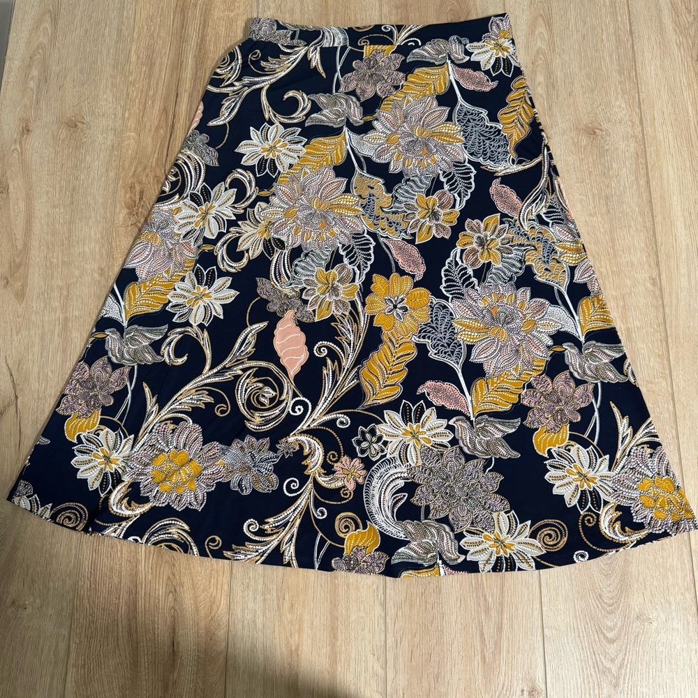 Lavish A-Line Skirt - Black and Gold Floral